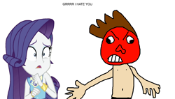 Size: 900x510 | Tagged: safe, artist:crazyjoez, rarity, better together, equestria girls, 1000 hours in ms paint, abuse, angry face, background pony strikes again, bully, bullying, downvote bait, female, geode of shielding, magical geodes, male, nipples, nudity, op is a cuck, op is trying to start shit, raribuse, red face, shocked, simple background, wat, white background, why, wide eyes