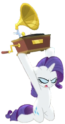 Size: 490x929 | Tagged: safe, edit, edited screencap, screencap, rarity, pony, unicorn, dragon dropped, anatomically incorrect, background removed, cropped, eyes closed, gramophone, incorrect leg anatomy, open mouth, say anything, simple background, solo, transparent background