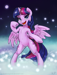 Size: 975x1275 | Tagged: safe, artist:kp-shadowsquirrel, derpibooru import, part of a set, twilight sparkle, twilight sparkle (alicorn), alicorn, pony, semi-anthro, armpits, belly button, bipedal, both cutie marks, human shoulders, humanoid torso, looking at you, open mouth, pointing, solo, underhoof, wings