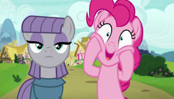 Size: 1920x1090 | Tagged: safe, screencap, maud pie, pinkie pie, pony, rock solid friendship, faic, happy, squishy cheeks