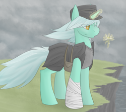 Size: 677x598 | Tagged: safe, artist:thatdoodlingpony, lyra heartstrings, pony, unicorn, flower, hat