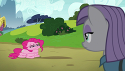 Size: 1920x1090 | Tagged: safe, screencap, maud pie, pinkie pie, pony, rock solid friendship, deflated, deflation, sad