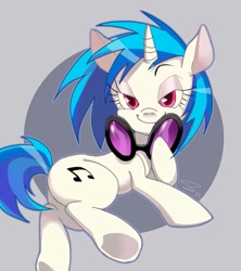 Size: 787x886 | Tagged: safe, artist:sanbread, dj pon-3, vinyl scratch, pony, unicorn, on side, solo