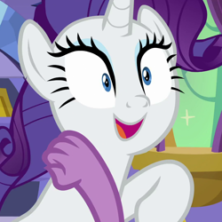 Size: 1080x1080 | Tagged: safe, screencap, rarity, spike, dragon, pony, unicorn, dragon dropped, cropped, female, mare, offscreen character, winged spike