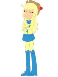 Size: 1536x2048 | Tagged: safe, artist:psshdjndofnsjdkan, applejack, equestria girls, alternate universe, clothes, loose hair, school uniform