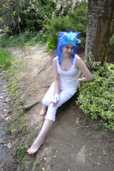 Size: 3072x4608 | Tagged: safe, artist:everage, artist:shelle-chii, dj pon-3, vinyl scratch, human, barefoot, cosplay, feet, irl, irl human, photo, solo