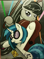 Size: 800x1067 | Tagged: safe, artist:ghostlymuse, dj pon-3, octavia melody, vinyl scratch, earth pony, pony, painting