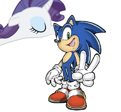 Size: 1018x945 | Tagged: safe, artist:sonicsuperstar1991, edit, rarity, pony, unicorn, crack shipping, crossover, crossover shipping, eyes closed, female, kissing, male, needs more jpeg, peace sign, rarisonic, shipping, simple background, sonic the hedgehog, sonic the hedgehog (series), straight, white background