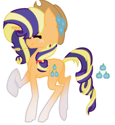 Size: 558x604 | Tagged: safe, artist:yamiandforcy, applejack, rarity, oc, earth pony, pony, cutie mark, eyes closed, female, freckles, fusion, hat, hay, lesbian, rarijack, shipping, solo