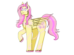 Size: 6528x4869 | Tagged: safe, artist:cornerverse, fluttershy, pegasus, pony, absurd resolution, element of kindness, female, glow, glowing eyes, glowing lines, glowing mane, mare, rainbow power, rainbow power redesign, simple background, solo, stare, transparent background