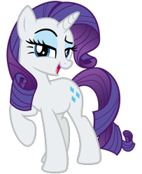 Size: 2600x3200 | Tagged: safe, artist:cheezedoodle96, rarity, pony, unicorn, .svg available, female, lidded eyes, looking at you, mare, open mouth, raised eyebrow, raised hoof, simple background, smiling, solo, svg, transparent background, vector