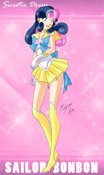 Size: 1693x2850 | Tagged: safe, artist:shinta-girl, bon bon, sweetie drops, human, crossover, humanized, light skin, sailor moon, sailor scout, solo