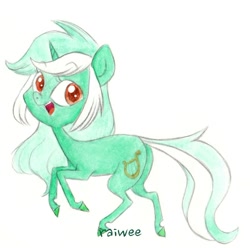 Size: 1090x1081 | Tagged: safe, artist:raiwee, lyra heartstrings, pony, unicorn, female, horn, mare, solo, traditional art