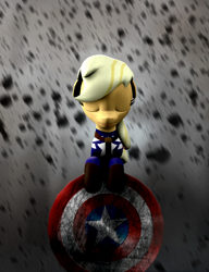 Size: 1024x1334 | Tagged: safe, artist:fd-daylight, applejack, earth pony, pony, 3d, captain america, captain equestria, crossover, eyes closed, poster, solo, source filmmaker