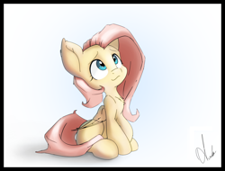 Size: 5999x4555 | Tagged: safe, artist:ando, fluttershy, pegasus, pony, absurd resolution, cute, female, looking up, mare, shyabetes, simple background, solo