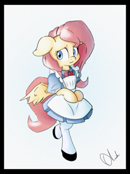 Size: 1599x2144 | Tagged: safe, artist:ando, fluttershy, pegasus, pony, semi-anthro, unguligrade anthro, clothes, cute, female, floppy ears, mare, simple background, socks, solo, walking