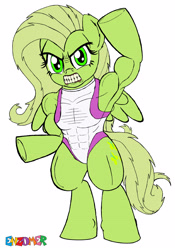 Size: 2548x3631 | Tagged: safe, artist:enzomersimpsons, fluttershy, pegasus, pony, armpits, crossover, female, flutterhulk, mare, my little avengers, she-hulk, simple background, solo, the incredible hulk, white background