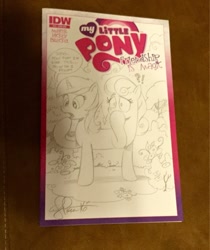 Size: 1008x1200 | Tagged: safe, artist:andypriceart, bon bon, lyra heartstrings, sweetie drops, earth pony, pony, unicorn, andy price, andy you magnificent bastard, comic, cover, drawing, female, fusion, lyrabon (fusion), mare, monochrome, pencil drawing, photo, traditional art, what has magic done