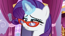 Size: 1920x1080 | Tagged: safe, screencap, rarity, pony, unicorn, dragon dropped, glasses, magic, needle, solo