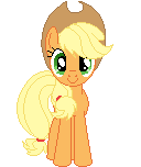 Size: 128x152 | Tagged: safe, artist:onil innarin, derpibooru exclusive, applejack, earth pony, pony, c:, female, looking at you, mare, pixel art, solo