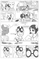 Size: 962x1474 | Tagged: safe, artist:amaraburrger, dj pon-3, vinyl scratch, pony, unicorn, comic, crossover, cyclops (marvel comics), monochrome, sonata du octave, vyclops, x-men