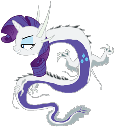 Size: 1360x1503 | Tagged: safe, artist:supersamyoshi, rarity, dragon, kaiju, crossover, dragonified, female, fusion, godzilla (series), kaijufied, manda, raridragon, simple background, solo, species swap, transparent background