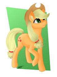 Size: 2016x2728 | Tagged: safe, artist:speed-chaser, applejack, earth pony, pony, ear fluff, signature, simple background, solo, transparent background