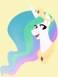 Size: 1098x1450 | Tagged: safe, artist:/d/non, princess celestia, alicorn, pony, 30 minute art challenge, bust, crown, jewelry, lineless, regalia, simple background, smiling, solo