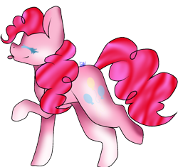 Size: 1024x962 | Tagged: safe, artist:ashleydrawsponies, artist:drawnote, pinkie pie, earth pony, pony, eyes closed, female, mare, raised hoof, simple background, solo, tongue out, transparent background