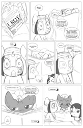 Size: 962x1474 | Tagged: safe, artist:amaraburrger, dj pon-3, vinyl scratch, pony, unicorn, comic, crossover, cyclops (marvel comics), monochrome, sonata du octave, vyclops, x-men