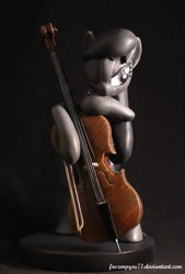 Size: 800x1186 | Tagged: safe, artist:frozenpyro71, octavia melody, earth pony, pony, bipedal, cello, craft, musical instrument, sculpture, sleepy, solo, traditional art, wink