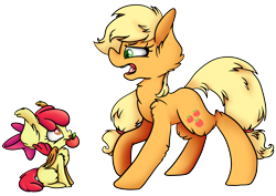 Size: 11447x8127 | Tagged: safe, artist:cutepencilcase, apple bloom, applejack, bat pony, pony, absurd resolution, apple, bat ponified, bloombat, fluffy, food, mouth hold, race swap, simple background, transparent background