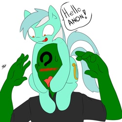 Size: 894x894 | Tagged: safe, artist:artponie, lyra heartstrings, oc, oc:anon, human, /mlp/