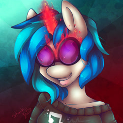 Size: 1000x1000 | Tagged: safe, artist:shushikitty, dj pon-3, vinyl scratch, anthro, crossover, cyclops (marvel comics), solo, sonata du octave, vyclops, x-men