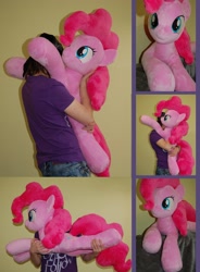 Size: 2207x3000 | Tagged: safe, artist:lanacraft, pinkie pie, pony, hug, irl, life size, photo, plushie, plushie pie