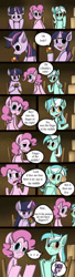 Size: 520x1900 | Tagged: safe, artist:mariogamesandenemies, lyra heartstrings, pinkie pie, twilight sparkle, earth pony, pony, comic, engrish, fingers, rubik's cube