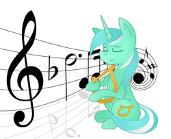 Size: 800x649 | Tagged: safe, artist:despotshy, lyra heartstrings, lyre, music, music notes, playing, solo