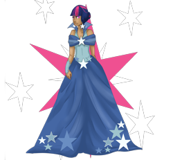 Size: 1300x1200 | Tagged: safe, artist:luviedube, derpibooru import, twilight sparkle, human, clothes, cutie mark, dress, gala dress, humanized, moderate dark skin, solo