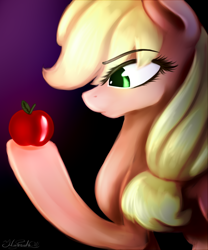 Size: 1000x1200 | Tagged: safe, artist:fanaticpanda, applejack, earth pony, pony, apple, food, solo