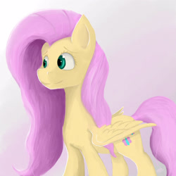 Size: 3000x3000 | Tagged: safe, artist:jojrdea00, fluttershy, pegasus, pony, female, looking away, looking sideways, mare, simple background, solo, standing