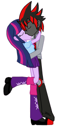 Size: 738x1600 | Tagged: safe, artist:ferrokiva, derpibooru import, twilight sparkle, equestria girls, commission, crossover, crossover shipping, equestria girls-ified, female, kissing, male, shadow the hedgehog, shadtwi, sonic the hedgehog (series), straight