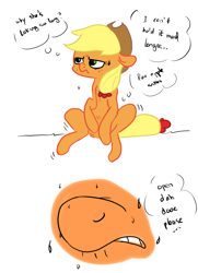 Size: 2480x3425 | Tagged: safe, artist:theponybox696, color edit, edit, applejack, earth pony, pony, comic:the cutie pee, the cutie map, colored, desperation, full bladder, need to pee, omorashi, potty dance, potty emergency, potty time, shaking, trotting in place