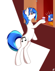 Size: 1280x1641 | Tagged: safe, artist:capseys, dj pon-3, vinyl scratch, pony, unicorn, jam, poptart, rice, solo