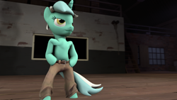 Size: 1920x1080 | Tagged: safe, artist:fd-daylight, lyra heartstrings, pony, semi-anthro, 3d, bipedal, clothes, i like pants, pants, recreation, solo, source filmmaker, standing