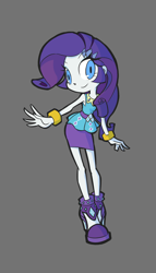 Size: 630x1100 | Tagged: safe, artist:rvceric, rarity, better together, equestria girls, clothes, female, gray background, looking at you, simple background, smiling, solo