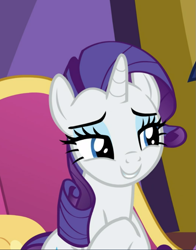 Size: 683x872 | Tagged: safe, screencap, rarity, pony, unicorn, dragon dropped, cropped, cute, female, lidded eyes, mare, raribetes, smiling, solo