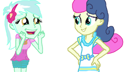 Size: 885x514 | Tagged: safe, artist:ktd1993, bon bon, lyra heartstrings, sweetie drops, equestria girls