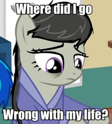 Size: 554x615 | Tagged: source needed, useless source url, safe, artist:nomorethan9, edit, octavia melody, earth pony, pony, bags under eyes, epic wub time, existential crisis, image macro, meme, reaction image, solo, text