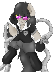 Size: 1337x1744 | Tagged: safe, artist:blackbewhite2k7, octavia melody, earth pony, pony, chest fluff, commission, doctor octavia, doctor octopus, simple background, solo, spider-man, transparent background, vector