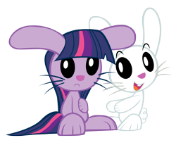 Size: 4000x3302 | Tagged: safe, artist:boulderthedragon, artist:doctorraz, derpibooru import, angel bunny, twilight sparkle, rabbit, bunnified, simple background, species swap, transparent background, vector